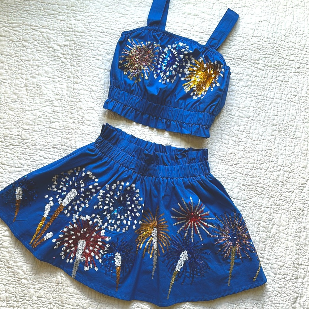 Queen of Sparkle July 4th skirt and crop top Girls M/L